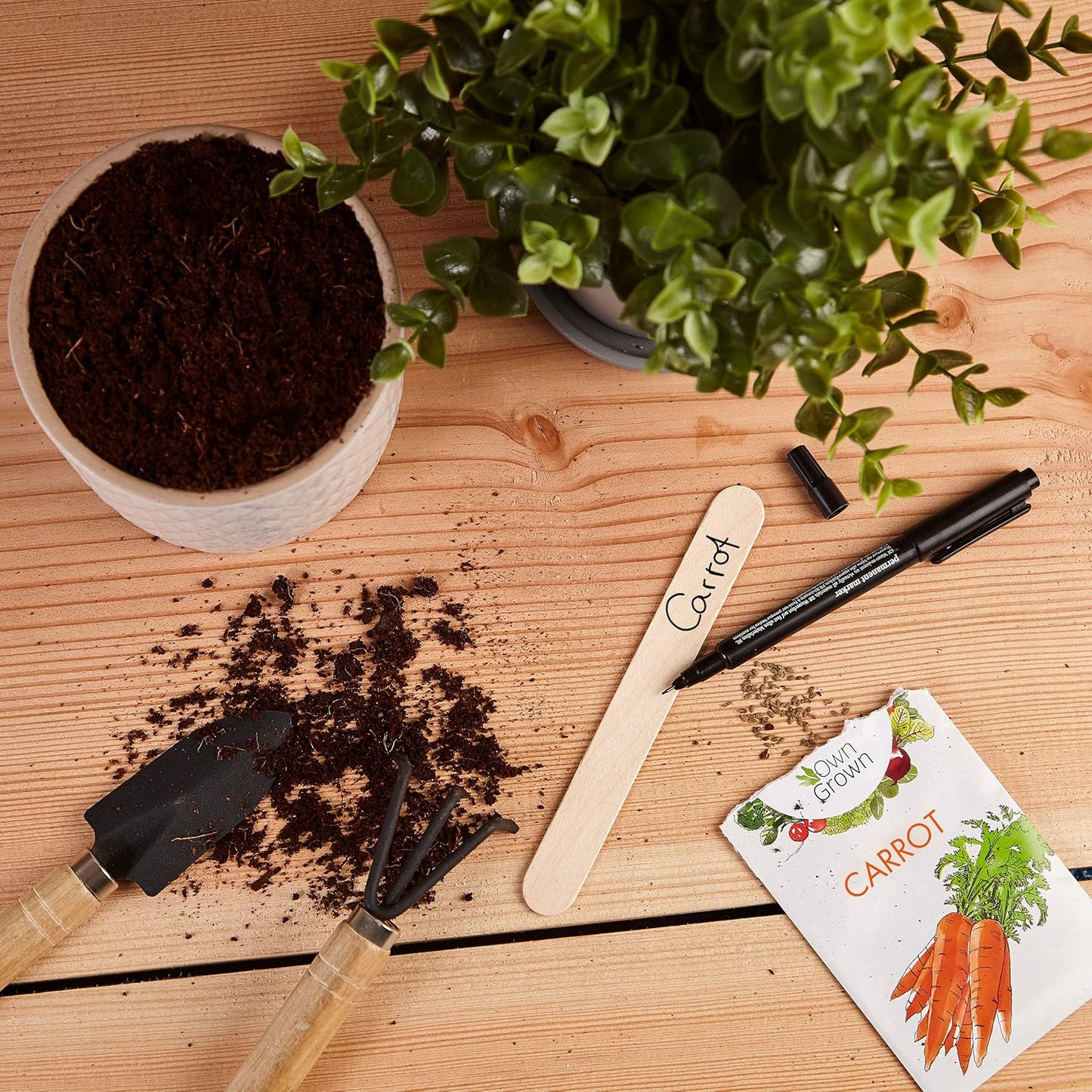 Plant Markers: 50 Wooden Plant Name Tags and Marker Pen – Plant Labels Wooden, Plant Tags, Seedling Labels – Gardening Name Tags, Garden Sign OwnGrown