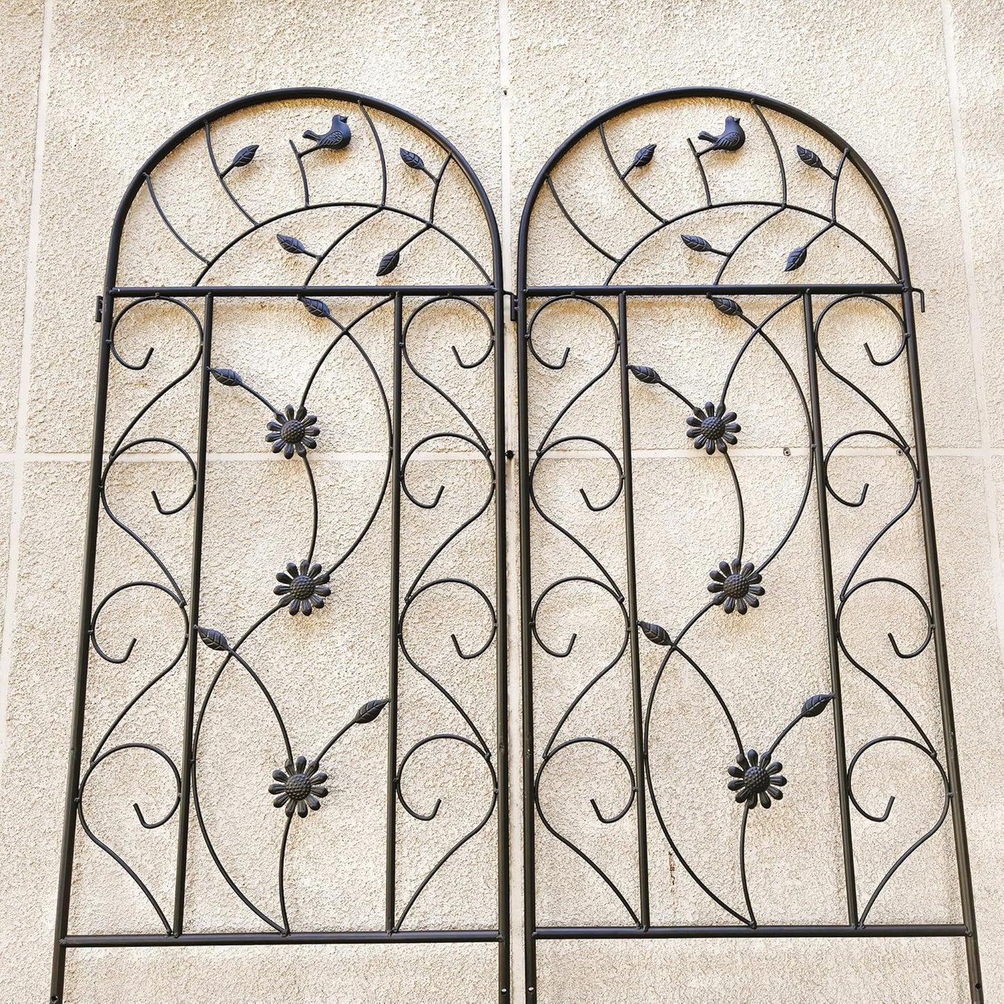 Metal Garden Trellis Rustproof Trellis for Climbing Plants Outdoor Flower Support Bird Deco (Brown-4 Pack, 86.7"x19.7")