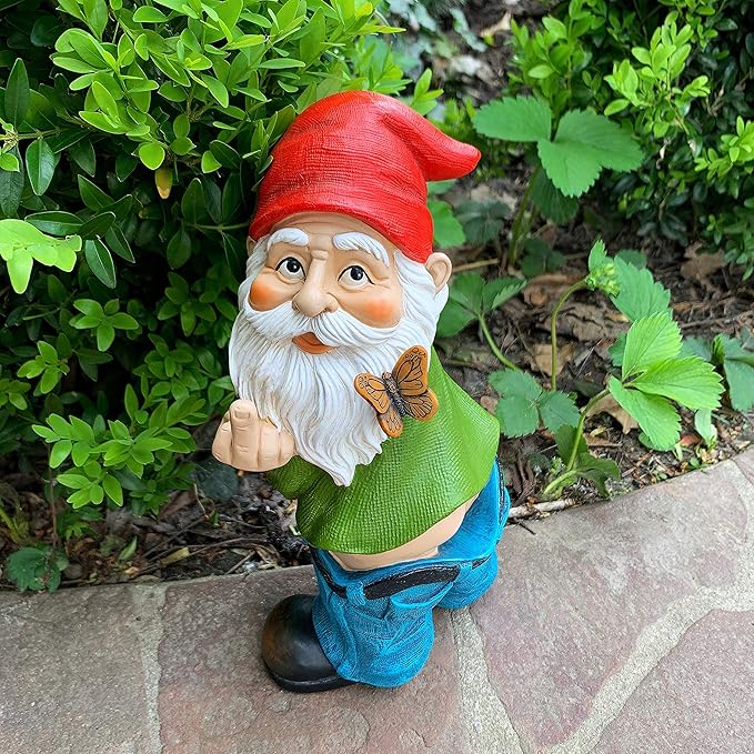 Mood Lab Garden Gnome - Pants Down Gnome - 9.3 Inch Tall Statue Lawn Garden Figurine - for Outdoor or House Decor