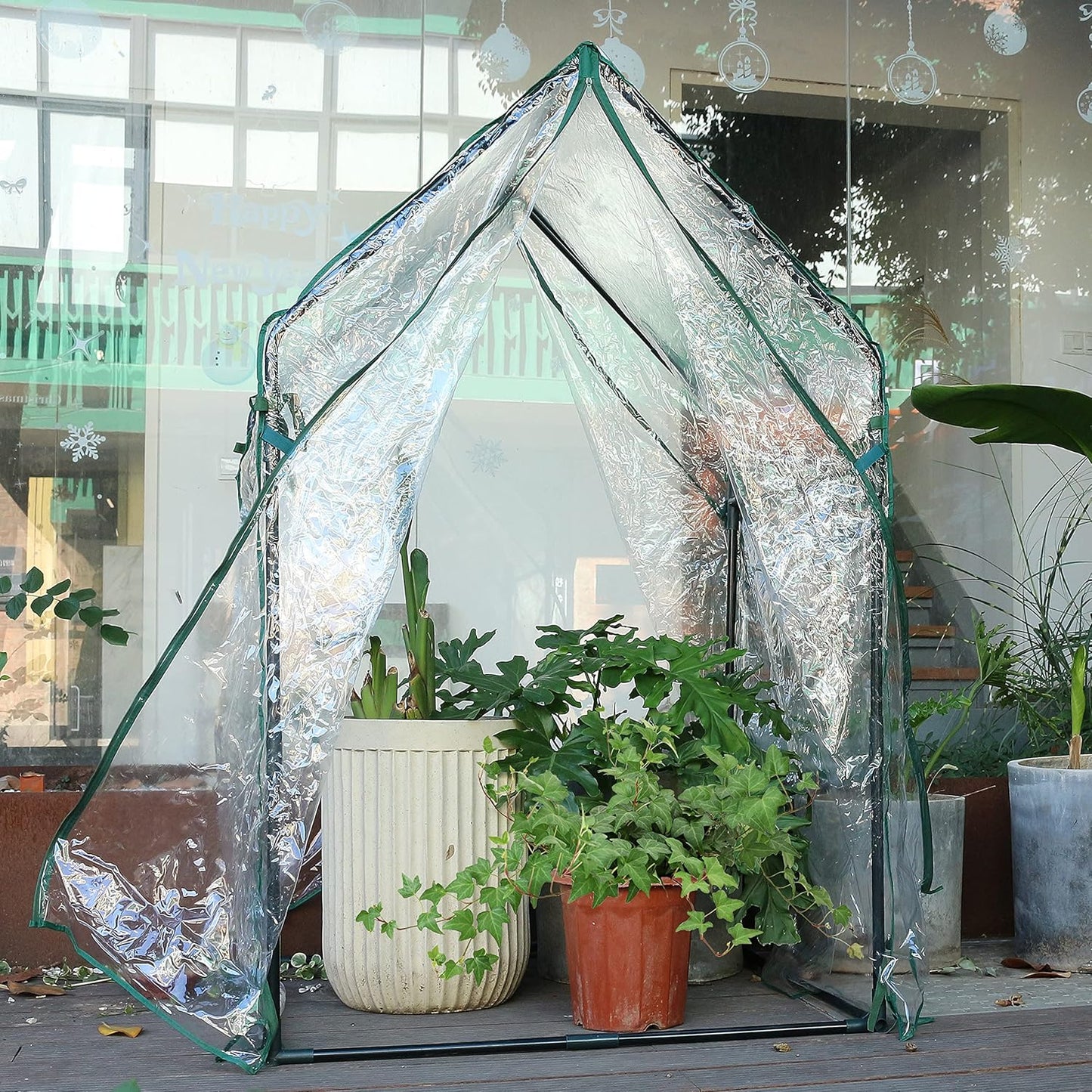 Gardzen Mini Greenhouse Heavy Duty Portable Green House, Clear Tent Small Greenhouse for Indoor Outdoor Plants 36.2”(L) x36.2”(W) x59.5”(H)