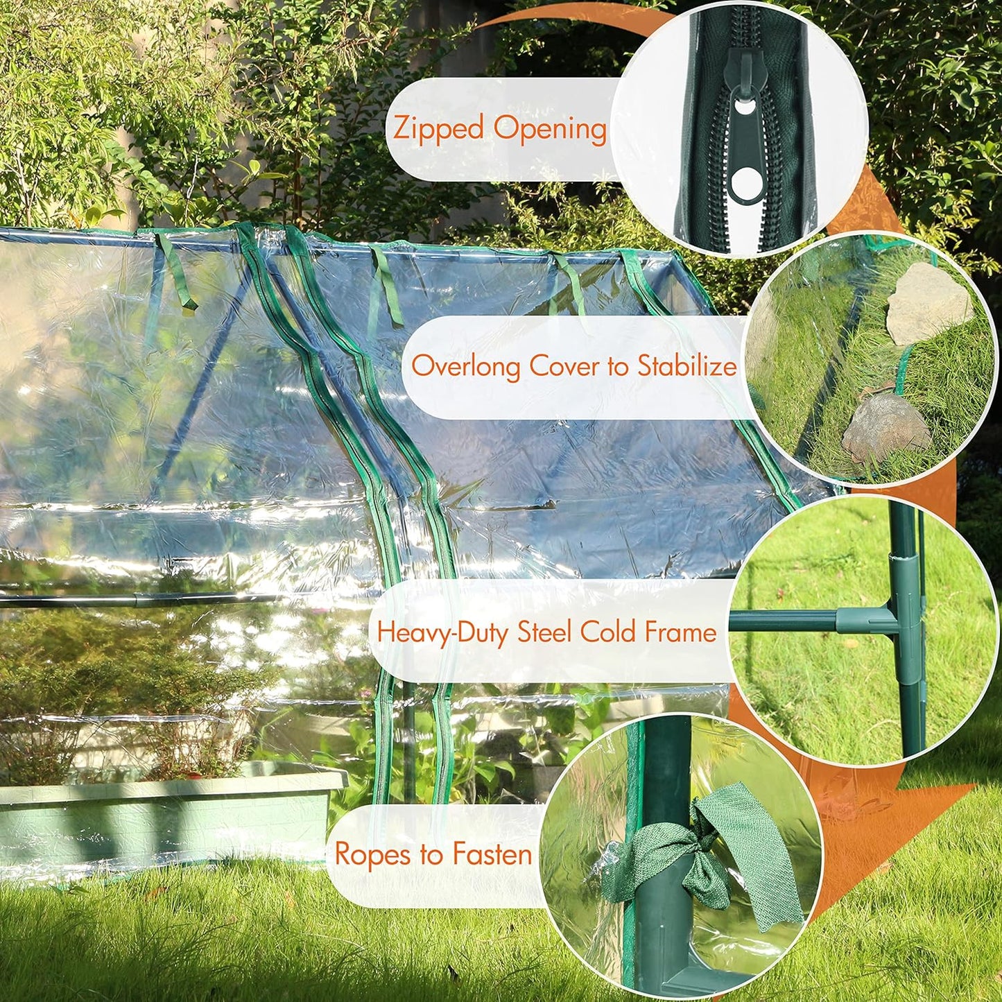 Gardzen Mini Greenhouse Heavy Duty Portable Green House, Clear Tent Small Greenhouse for Indoor Outdoor Plants 71.7”(L) x36.2”(W) x42.5”(H)